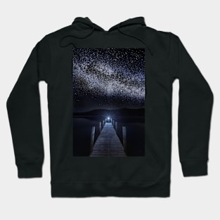 Milky Way over a Lake Jetty Hoodie